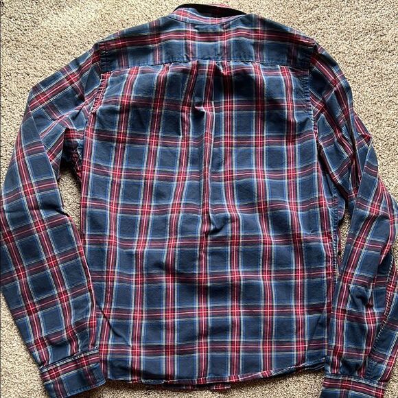 Men's Blue and Red Plaid Shirt - Picture 5 of 5
